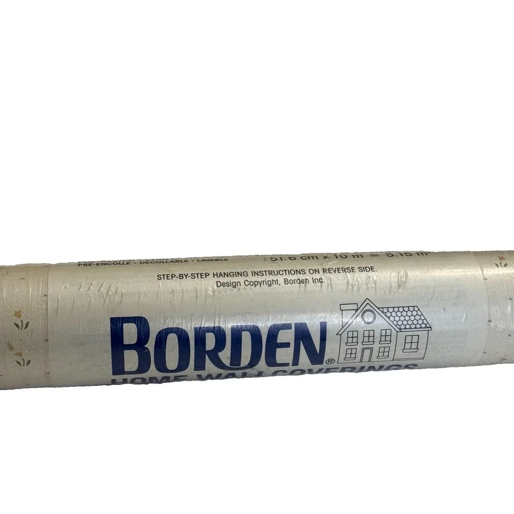 Vintage Borden Pre Pasted Vinyl Wallpaper 1 Roll Tiny Floral 55.4 Sq Ft NOS